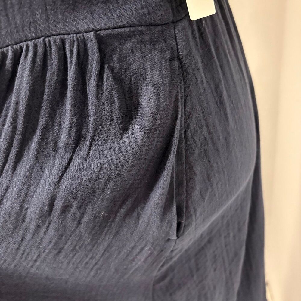 NWT Caslon Blue Puff Sleeve Ruffle Hem Gauze Maxi 100% Cotton Dress Sz M - Picture 4 of 8